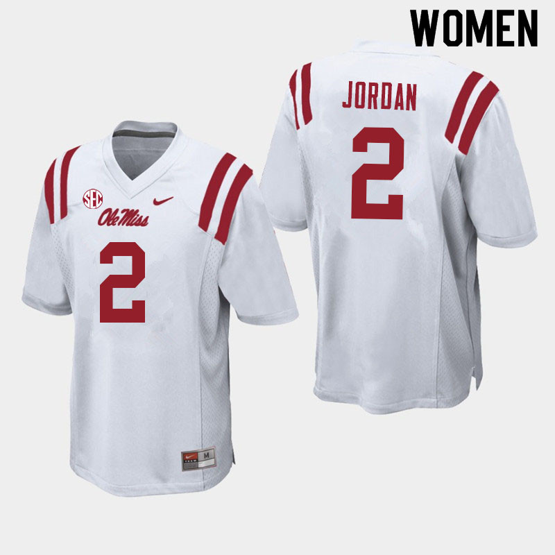 Women #2 Jalen Jordan Ole Miss Rebels College Football Jerseys Sale-White - Click Image to Close